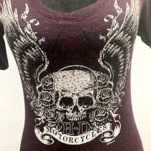 Sale!!!! Harley Davidson Small Bling Out Fitted V Neck